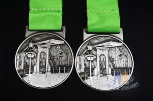 Quality 3D Bespoke Design School Half Marathon Marathon Metal Award Medals Printed Ribbon wholesale