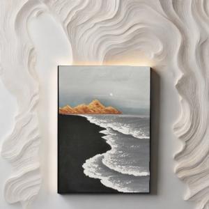 Quality Hand Painted Modern Wall Art 3d Sea Wave Texture Sand Beach Abstract Relief Painting Canvas Materials for Living Room Decoration wholesale