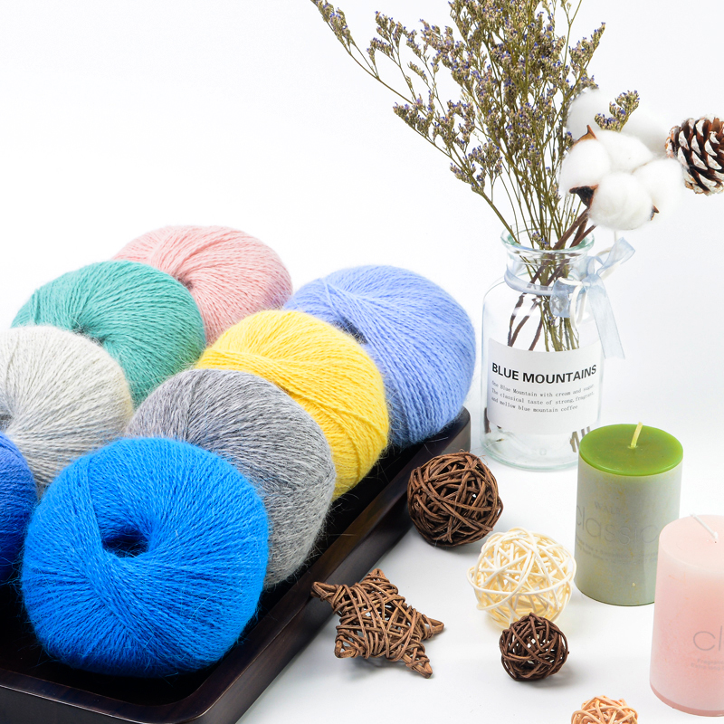 Soft Fluffy Fuzzy Brushed Yarn 15% Angora Wool Yarn Knitted 106 Colors