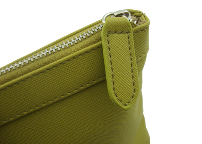 Eco-friendly Yellow Travel Accessory Bag Firm PU Material Cosmetic Bag