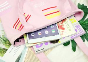 Quality High Color Fastness Gift Canvas Tote Bags With Zipper Closure And Inside Pockets wholesale