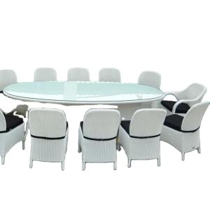 Quality Luxury hotel pool furniture 12 seat arm chairs table white wedding furniture arm less chairs outdoor furniture---8155 wholesale