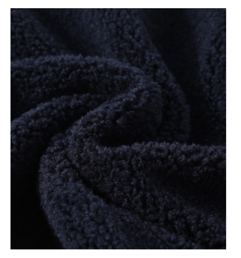 Girls extra thick coat children's clothing hooded embroidered woolen coat lamb cashmere navy blue casual thermal coat