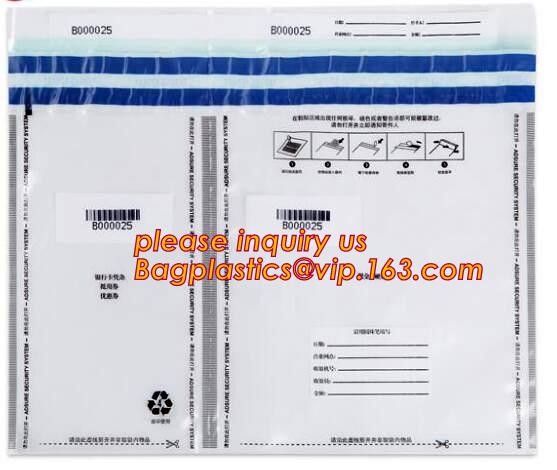 Opaque Tamper Evident Sealing Plastic Bank Money Steb Security Bag / Custom Self Adhesive Plastic Courier Bag, bagease