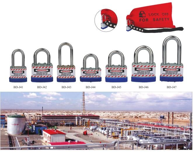 Anti-Rust Corrosion Safety Laminated LOTO Padlock for Lockout Tagout Metal steel sheets with metal shackle