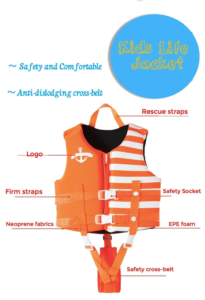 Customized Children'S Life Jacket Surf Inflatable Neoprene EPE Foam Safe Children'S Waterproof Life Jacket