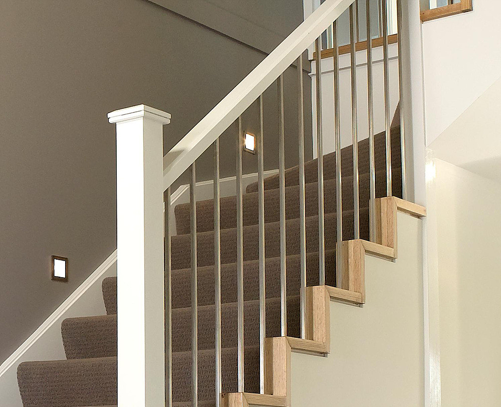 Wrought Iron Staircase VK80S Wrought Iron Handrail Tread Beech ,Railing tempered glass, Handrail b eech Stringer,carbon