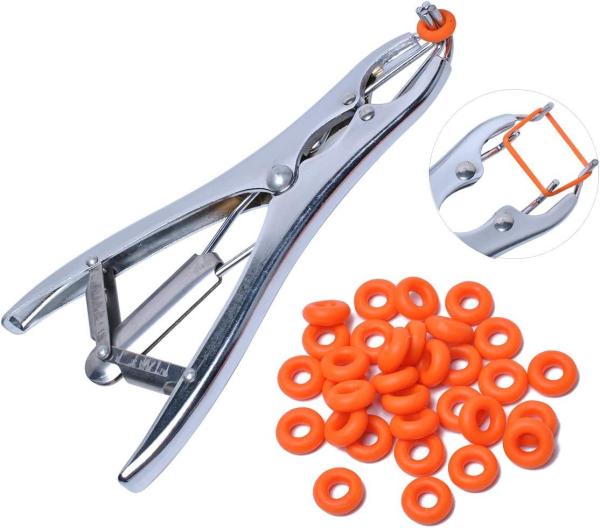 Latex Livestock Castration Bander , 100Pcs Castrator Rings Balloon Expander
