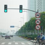 Powder Coated Double Arms Traffic Sign Poles , Traffic Sign Posts