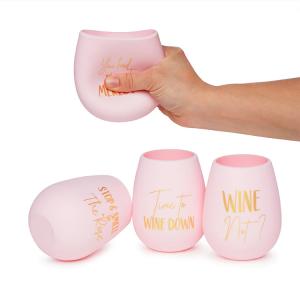 Quality Beach Food Grade Silicone Stemless Wine Glasses 12oz Recyclable wholesale