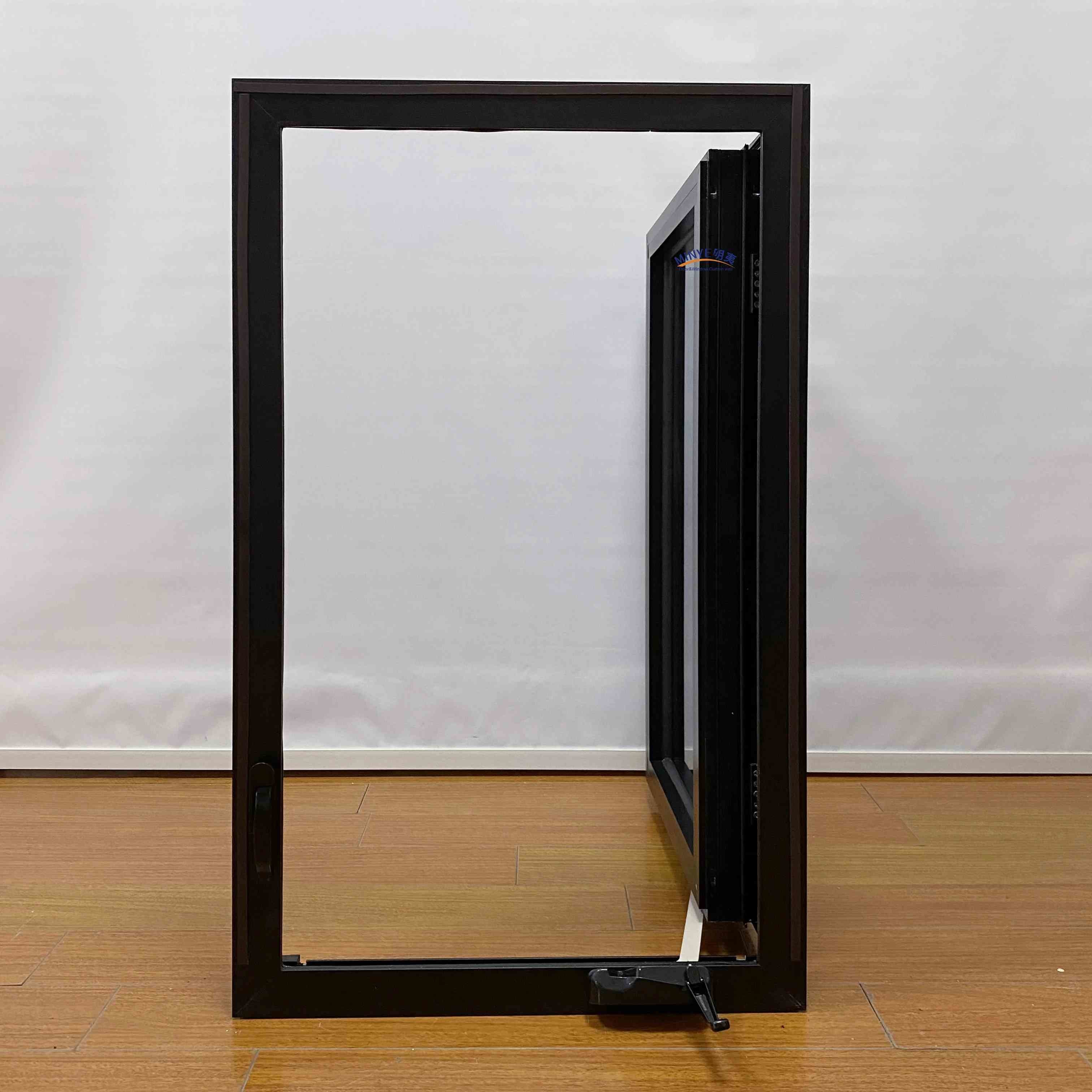 American Style Aluminum Casement Windows Crank Control Laminated Aluminum Casement
