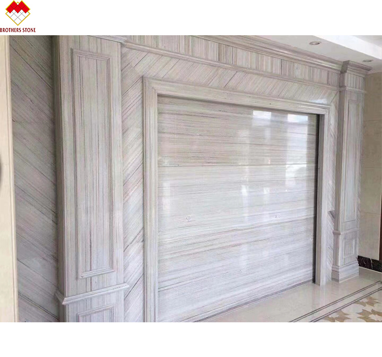 White Wood Look Marble Tiles Stair Follow Veins for a Versatile and Timeless Design