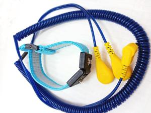 China ESD Dual Wire Electrostatic Discharge Band Adjustable PU Cord 4mm Snap on sale