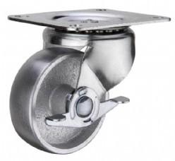Quality light duty 2.5&quot; steel caster side brake, 3 inch rigid industry steel casters caster silver wholesale