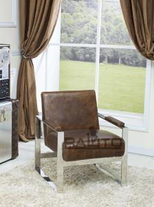 Quality antique leather chair with metal leg,#2010 wholesale