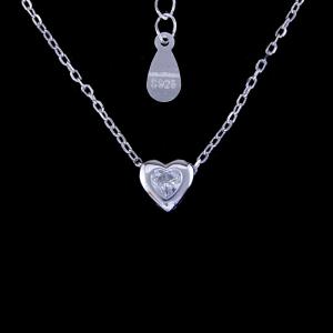 Quality Beautiful Ladies Sterling Silver Cubic Zirconia Heart Necklace Jewelry Korean Style wholesale