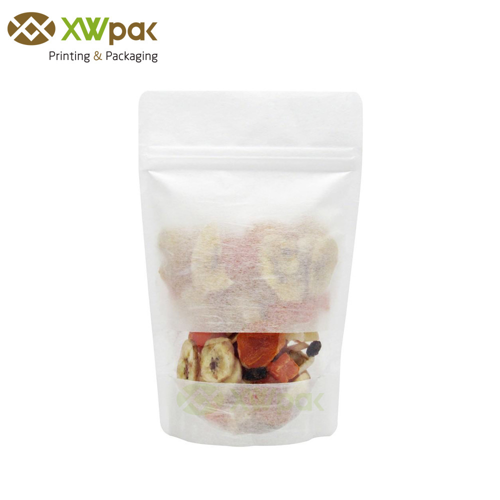 Heat Seal Stand Up Brown Rice Paper Bags With Window One - Way Degassing Valve