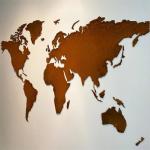 Decoration Rusty Corten Metal World Map Wall Art