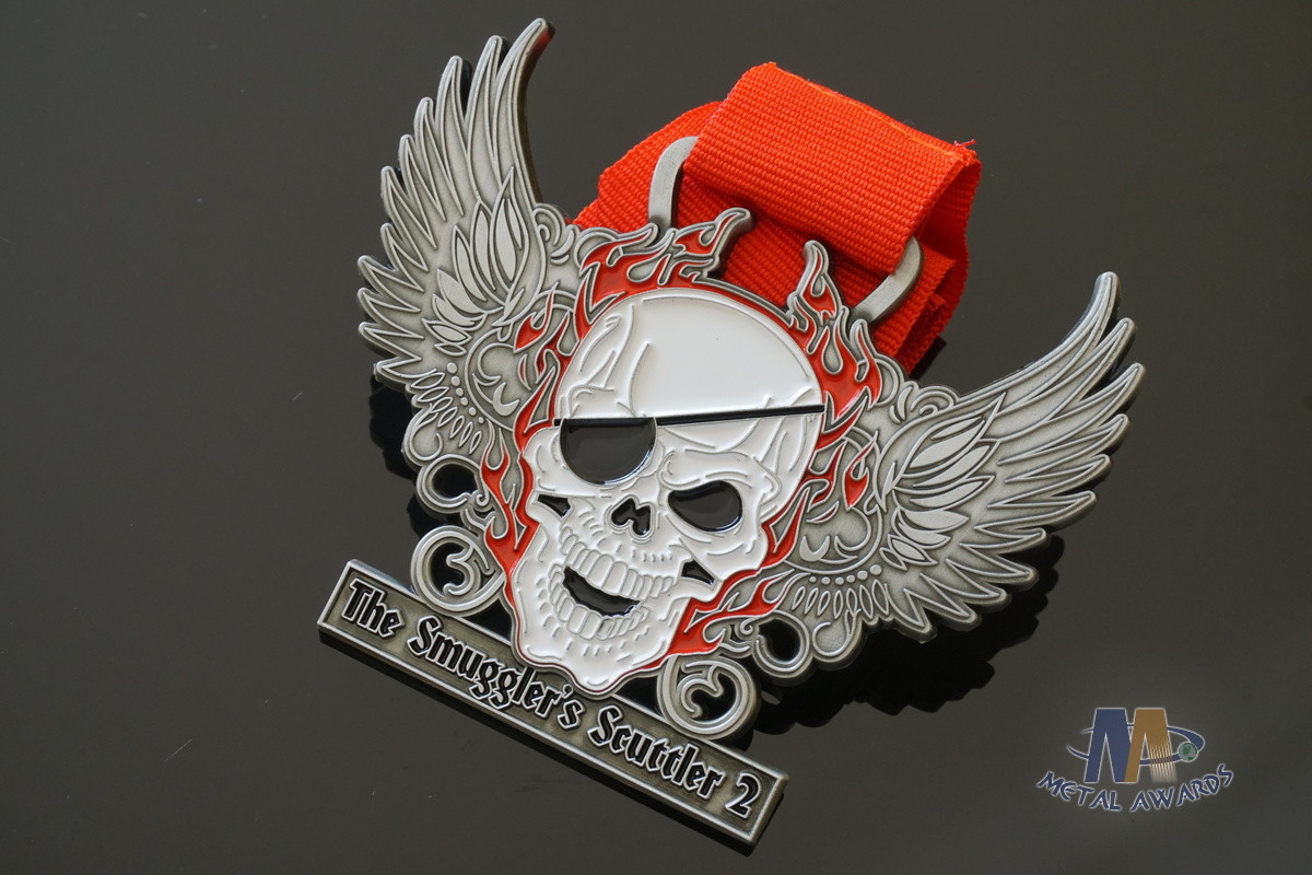 Eco - Friendly Skull Metal Award Medals Soft Enamel Filling Size 70*4MM