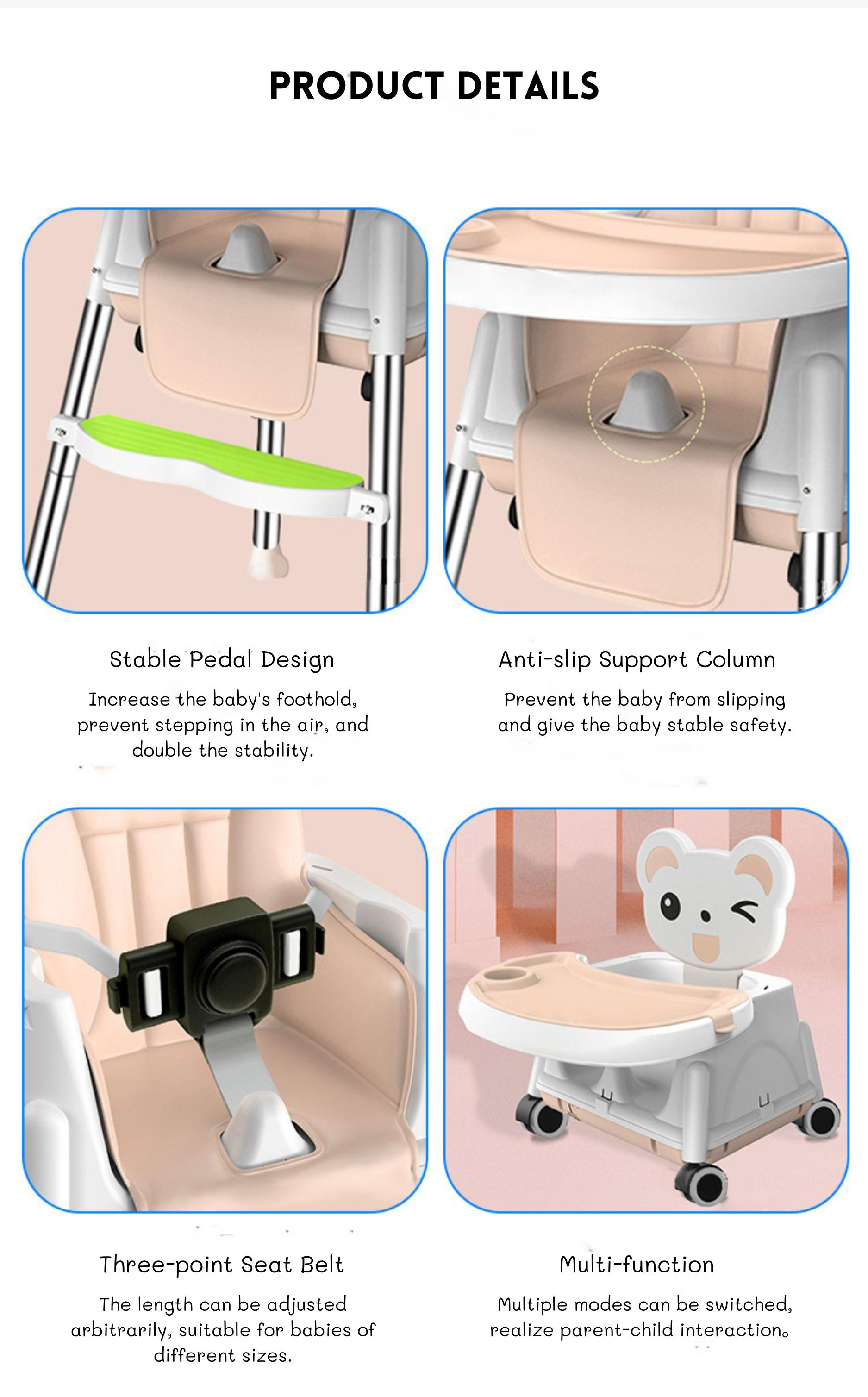 Soft Comfortable Baby Dining Chair Adjustable Size 92*65*65cm For Bedroom Feeding