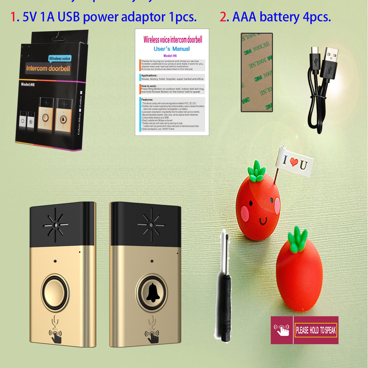new arrival press to talk wireless door bell