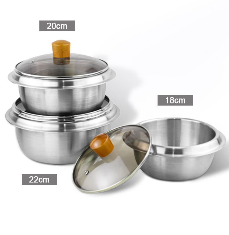 High Quality Food Cooking Pot 304 Stainless Steel 18cm 20cm 22cm Restaurant Stock Pot Set Cooking Pot