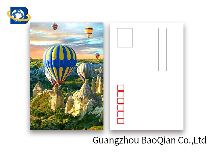 Coloful Hot Air Balloon 3D Lenticular Postcards PET / PP Similar To Holograms