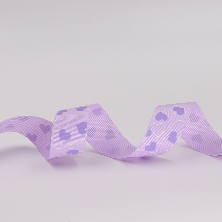 Fancy 1 Inch Grosgrain Ribbon , Pink / Light Purple Custom Printed Ribbon