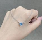 1.51ct Lab Diamond Jewelry Synthetic Cvd Blue Heart Cut Pendant 18k White Gold
