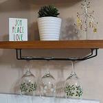 Living Room Stemware Rack 15.8-Inch Long Single Rail Metal Wine Glass Storage