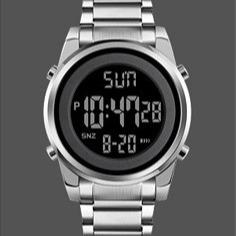 Quality 220mm Silvertone 3BAR Stainless Steel Digital Watch Waterproof Digital wholesale