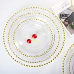 Pearl Round Gold Decoration Glass Charger Plate for Wedding Dinnerware Glass