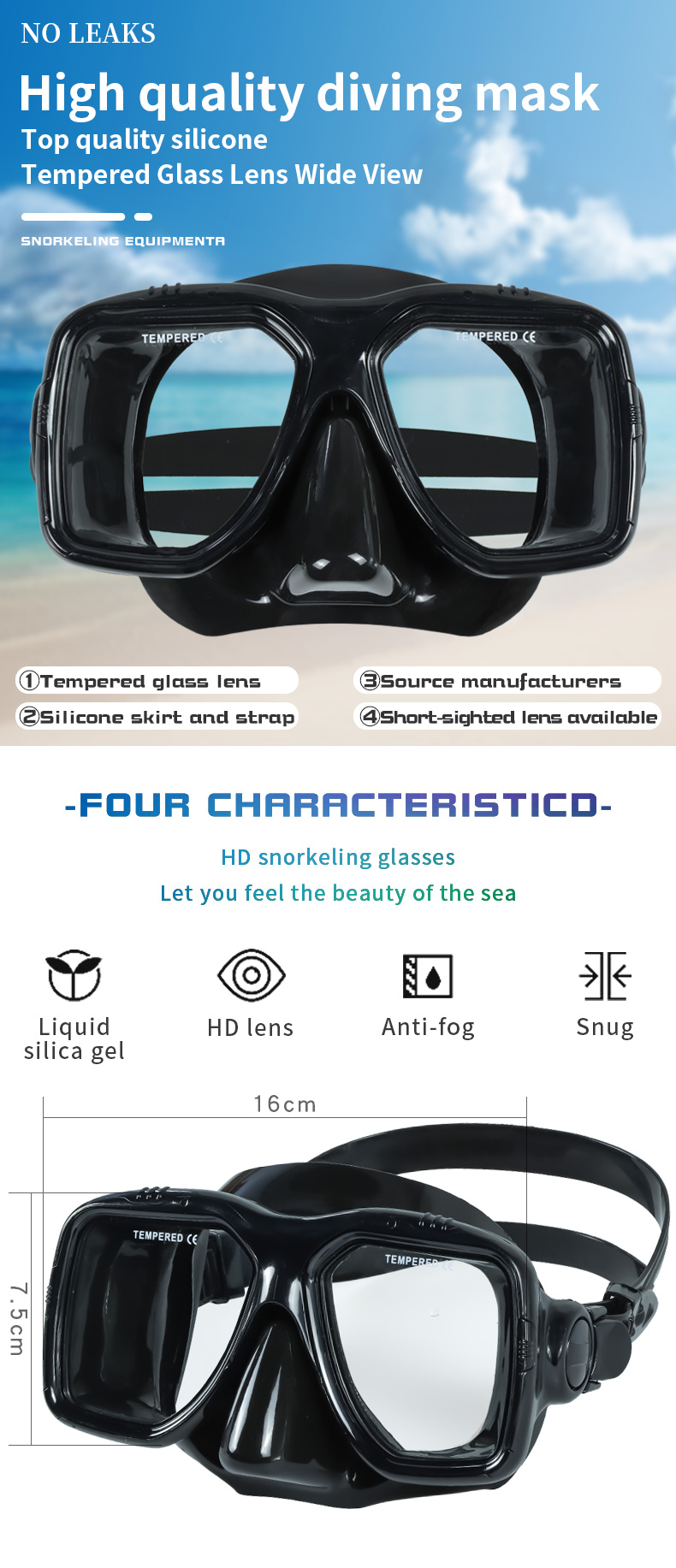 Woman Anti Fog Bifocal Dive Mask Diving Scuba HD Tempered Glass Lens
