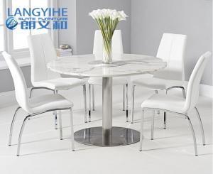 Quality Upholstered Chair 120cm Circle Marble Dining Table wholesale