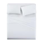 Poly Cotton 300tc Hotel White Embroidered Bed Sheet Quilt Cover Pillowcase Set