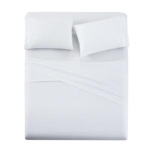 Quality Poly Cotton 300tc Hotel White Embroidered Bed Sheet Quilt Cover Pillowcase Set wholesale