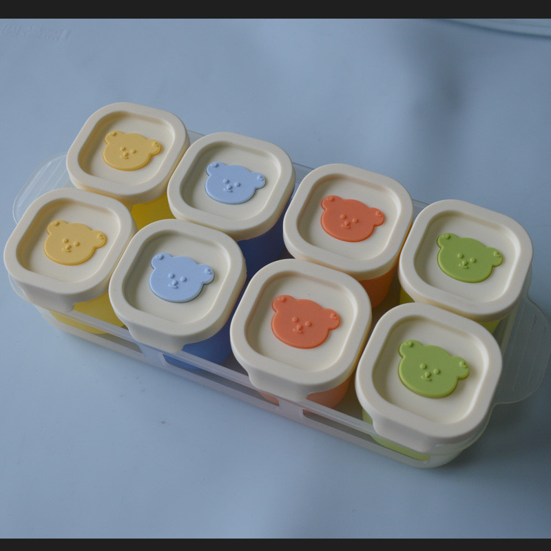 6 Pack Silicone Baby Food Storage Containers 4 Oz Leak Proof for Infants Kids Babies , Microwave Dishwasher Safe BPA Free Ice Cube Tray
