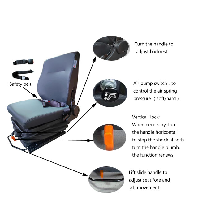 Mine Vehicle Air Suspension Seat A800 Low Pro Air Ride Seat Customized
