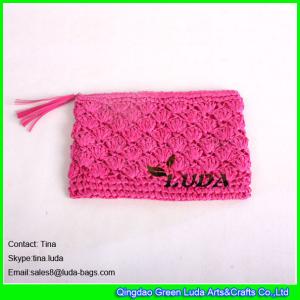 Quality LUDA wholesale pink handbag macrame deco paper straw clutch bags wholesale