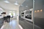 Eco-Friendly Navy Blue Kitchen Cabinet with Wall Mounted Unit and Acrylic Door