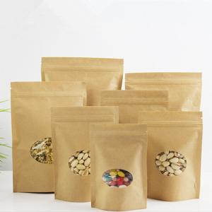 Quality Clear Doypack Candy Kraft Paper Zipper Bags with Window wholesale
