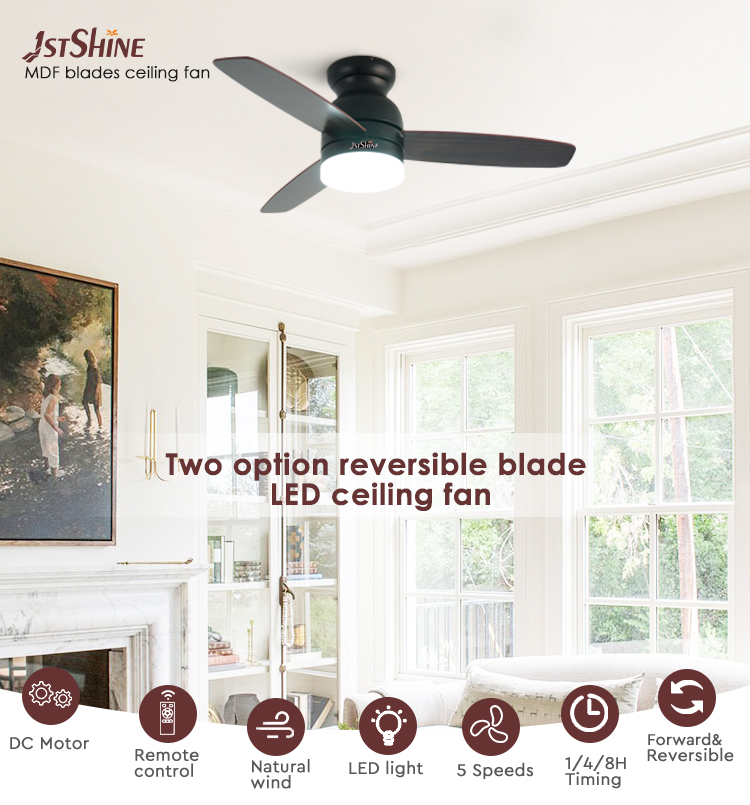 Reversible Blades 42 Inches MDF Reversible DC Motor Ceiling Fan with LED Light Source