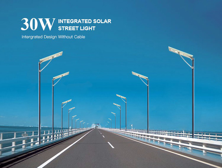 Outdoor lamp garden solar led street light with solar panel 30w
