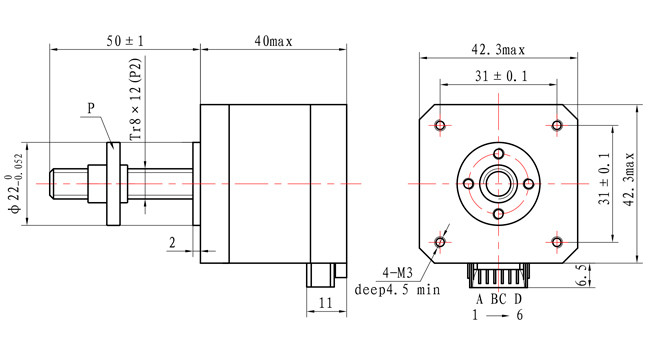 Lead Screw NEMA 17 Stepper Motor 24V 40mm bady with Tr8×12 for 3D Printer Accessories