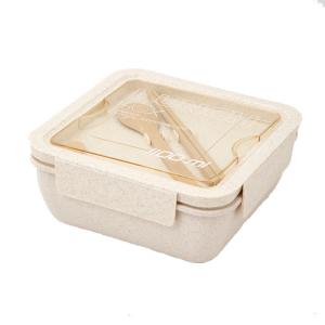 Quality Rectangle Bento Box Lunch Container Plastic Wheat Straw With Cutlery wholesale