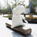 Sky Street Fiberglass Leisure Bench With Sculpture Ornament Outdoor Commercial