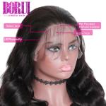 360 Swiss Lace Frontals Human Hair , 10A Grade Body Wave Peruvian Human Hair Wig