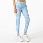 Sweat Wicking Workout Womens XL Yoga Pants Checkerboard Grid High Waisted