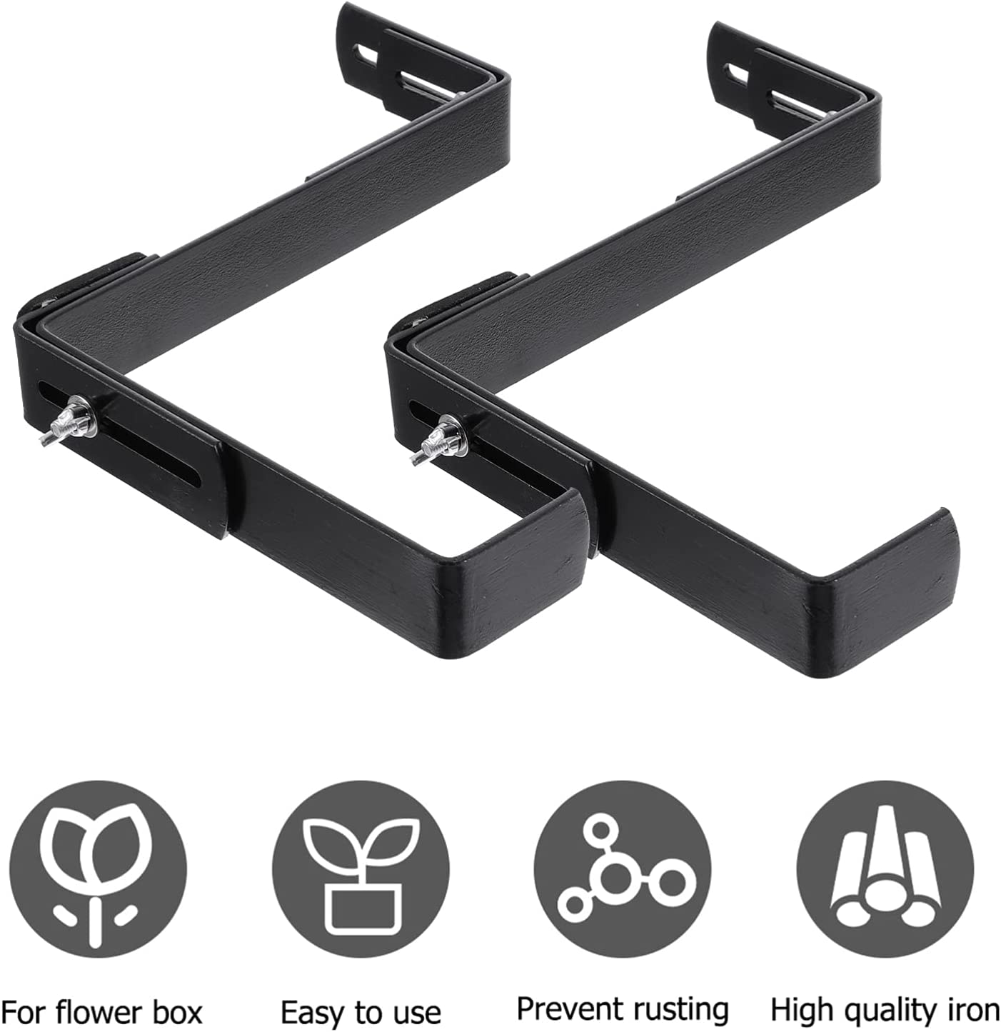 Black or White Set of 2 Adjustable Metal Trough Plant Pot Hanging Hooks Rail Balcony Planter Holder Brackets