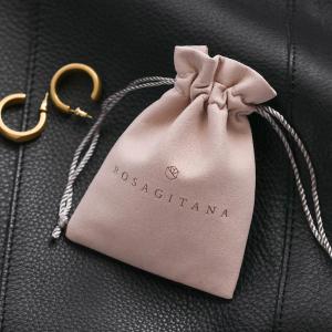 Quality Embossing Pink Microfiber Jewelry Packaging Drawstring Pouch 8*13cm wholesale